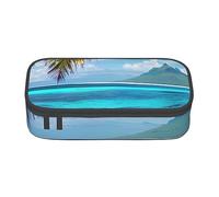 BGSHJVF Tahiti Beach Print Housse en tissu Oxford haute capacité, organisateur de crayons, multi-compartiments, design élégant, noir - Talla única, mode, Noir -, Talla única, Tendance