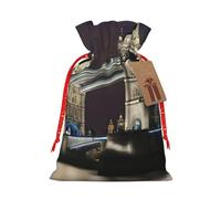 Bgshjvf Tower Bridge In London Sac cadeau en lin avec cordon de serrage avec ascenseurs en papier kraft pour Noël, anniversaires, fêtes