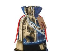 Bgshjvf Tower Bridge In London Sac cadeau en lin avec cordon de serrage, avec élévateurs en papier kraft, pour Noël, anniversaires, fêtes