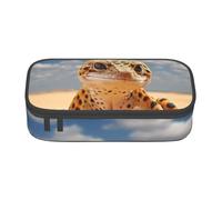 BGSHJVF Trousse à crayons avec imprimé léopard Gecko - Grande capacité - Tissu Oxford - Organiseur de crayons - Plusieurs compartiments - Design élégant, Noir , Taille unique, Tendance