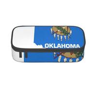 BGSHJVF Trousse à crayons en tissu Oxford de l'Oklahoma - Motif drapeau de l'État - Grande capacité - Plusieurs compartiments - Design élégant - Noir - Talla única - Tendance, Noir., Taille unique