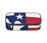 BGSHJVF Trousse à crayons haute capacité en tissu Oxford avec motif carte du drapeau du Texas, pour crayons, stylos, plusieurs compartiments, design élégant