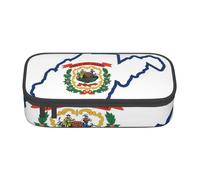 BGSHJVF West Virginia State Flag Map Oxford Housse en tissu Oxford, organisateur de stylos, multi-compartiments, design élégant, noir - Talla única, mode, Noir -, Talla única, Tendance