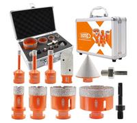 BGTEC Foret Diamant Kit Trépan Carrelage - 11pcs(6/8/10/20/35/50/68mm+25mm foret à doigt+50mm fraise+adaptateur HEX+adaptateur SDS) avec filetage M14 pour percer porcelaine,céramique,granit