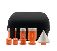 BGTEC Foret Diamant Kit Trépan Carrelage - 5pcs (6/6/20/35mm+50mm Mèches Chanfreint) avec filetage M14 pour forage porcelaine, céramique,carrelage,granit,marbre, pierre