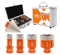 BGTEC Foret Diamant Kit Trépan Carrelage - 6 pièces(20/25/35/50mm+50mm fraise+adaptateur de queue hexagonale) avec filetage M14 pour percer porcelaine,céramique,carrelage,granit,marbre et pierre