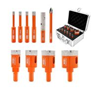 BGTEC Foret Diamanté Scie Cloche Diamantée Kit,10 pièces 5/6/6/8/20/25/28/35mm avec queue hexagonale+6mm Carbure Drill+10mm Milling Finger Bit for Granite Marble Porcelain Tile Ceramic