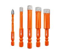 BGTEC Forets Mèches Diamant Carrelage-5 pièces 6/8/10/12MM Mèche diamantée à sec+6MM Mèches en carbure pour Porcelaine,Céramique, Granit,Carrelage