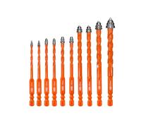 BGTEC Set de Foret Sec - 10 Pièces Ø 3-12 mm Foret Bois Dentelé Nouveau foret excentrique pour bois plastique maçonnerie céramique verre béton marbre brique