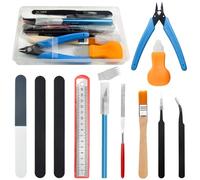 BGTXINGI 16Pcs Modeler Basic Tools Gundam Model Toolkit avec boîte en Plastique pour l'assemblage de modèles Car Hobby Model Building réparation et Fixation Bricolage Craft Kit
