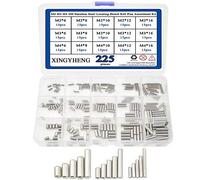 BGTXINGI 225 pcs 15 sortes M2 M3 M4 304 en acier inoxydable Localiser Cheville Rouleau pins Assortiment kit (rond droites broches fixe Element Ensemble avec une boîte de rangement)