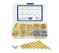 BGTXINGI 280pcs M2.5 Laiton mâle-femelle/female-female Entretoise Assortiment de boulons pour écrou à vis et kit de Écrou à vis en acier inoxydable (Laiton M2.5)