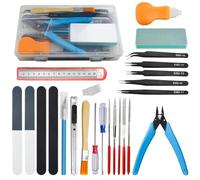BGTXINGI Ensemble de 28 pièces d'outils de base pour modélisme Gundam avec boîte en plastique - Kit d'outils pour modèles réduits, assemblage, réparation et réparation de bricolage