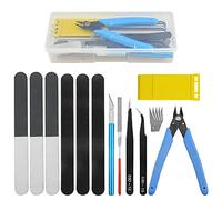 BGTXINGI Ensemble d'outils de base de 17 pièces avec boîte en plastique pour modélisme, loisirs créatifs, kit de bricolage