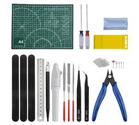 BGTXINGI Kit de 33 outils de base pour modélisme Gundam avec boîte en plastique pour assemblage de modélisme de voiture, réparation et fixation (Kit 33)