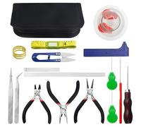 BGTXINGI Kit de réparation de 22 pièces avec pince multifonctionnelle et fil perlé pour bijoux en perles de Bouddha en noyer et olive