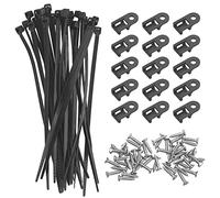 BGTXINGI Lot de 100 bases de fixation de câble de type selle avec clip de rangement et 100 attaches de câble avec 100 vis à tête bombée profonde, gestion des câbles pour bureau et maison (taille 3)