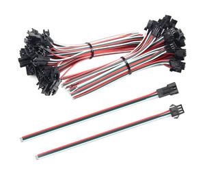 BGTXINGI Lot de 100 mini connecteurs femelles à 3 broches mâle avec connecteur rouge vert blanc pour WS2812B WS2812 WS2811 LED Bande lumineuse LED 5,9 cm Compatible avec JST SM