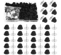 BGTXINGI Lot de 100 punaises à Cravate avec 100 épingles en Caoutchouc PVC Noir pour la Fabrication de Bijoux et Les travaux manuels