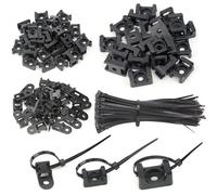 BGTXINGI Lot de 120 attaches de câble à 3 valeurs de type selle pour serre-câbles et gaines réglables avec 120 attaches noires flexibles (Noir)