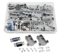 BGTXINGI Lot de 20 (10 paires) DB9 9 broches femelles vers fiche et 20 ensembles de capots en plastique gris - Kit complet de connecteurs à sertir