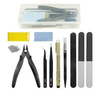 BGTXINGI Lot de 20 outils de base pour modélisme Gundam avec boîte en plastique pour assemblage de voiture, loisirs créatifs, modélisme, réparation et fixation