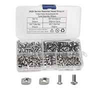 BGTXINGI Lot de 200 écrous en T M4 M5 en acier au carbone plaqué nickel avec vis et 2 clés pour profil en aluminium