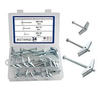 BGTXINGI Lot de 24 boulons à bascule à tête ronde en acier au carbone plaqué zinc et écrous à ailettes M4 M5 M6 pour accrocher des objets lourds sur cloison sèche