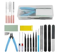 BGTXINGI Lot de 25 outils de base pour modélisme Gundam avec boîte en plastique pour assemblage de voiture, loisirs créatifs, modélisme, réparation et fixation