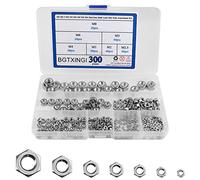 BGTXINGI Lot de 300 écrous hexagonaux en acier inoxydable M2 M2.5 M3 M4 M5 M6 M8 304 avec boîte