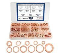 BGTXINGI Lot de 300 rondelles d'étanchéité en cuivre de 15 sortes, joint plat en cuivre, boîte de rondelle d'étanchéité M5 M6 M8 M10 M12 M14 M16