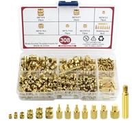 BGTXINGI Lot de 308 inserts filetés M2 M3 M4 M5 M6 en laiton moleté soudé Écrous d'encastrement Kit de chaleur Embouts d'insertion et adaptateur de fer à souder pour pièces d'impression 3D
