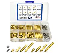 BGTXINGI Lot de 320 écrous hexagonaux en laiton mâle-femelle, femelle, femelle, en laiton m2, avec écrou à vis et écrous à vis en acier inoxydable (laiton M2)