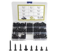 BGTXINGI Lot de 340 vis autotaraudeuses 8 types M3 M3,5 M4 M4,8 - Finition noire - Vis cruciformes encastrées - Kit d'assortiment de vis dans un étui pratique
