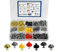 BGTXINGI Lot de 460 fermoirs papillon de 11,5 mm en caoutchouc PVC argenté doré noir avec attaches vierges de 10 mm pour la fabrication de bijoux et les travaux manuels