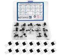 BGTXINGI Lot de 70 régulateurs de tension 14 valeurs Kit de transistors 3 ports Régulateur de tension positif et négatif Kit de transistors T0-220 Paquet