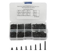 BGTXINGI Lot de 800 vis autotaraudeuses à tête bombée M2 en acier inoxydable et oxyde noir - 8 types de vis à tête plate et cruciforme - Dans un étui pratique