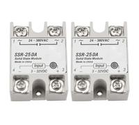 BGTXINGI SSR-25DA 40DA Lot de 2 modules de relais monophasés DC Solid State Charge 24-380 V AC Entrée module 3-32 V CC pour processus d'automatisation industrielle (SSR-25DA)