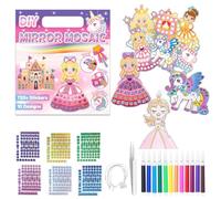 BGXCXUN Lot de 10 kits de bricolage mosaïque pour enfants, avec autocollants, cordons, crayons aquarelle, pincettes, mosaïque pour enfants, pour garçons et filles de 3 à 8 ans (Princesses)