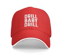 BGYFJYN Drill Baby Drill Cap Women Baseball Hat Graphic Caps, Cowboy Baseball Cap Retro Adjustable Cotton Travel Hat, Rouge, Taille unique