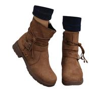 bgyujn Bottines d'hiver pour femme - Élégantes - Avec boucle - Talon confortable - Bottes western pour femme - Bottines courtes - Bottines d'hiver pour femme - Bottines à talons, Café électrique., 42
