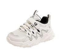 bgyujn Chaussures de sport quatre saisons pour enfants, garçons et filles, semelle épaisse, antidérapantes, lacets, fermeture velcro, tissu en maille, respirant, confortable, couleur unie, chaussures