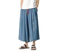 bgyujn Couleur de collision Country Hommes Tang Casual Pantalon en soie glacée brodé 8 points Pantalon court Homme Été Hommes Pantalon Élégant Sportif Pantalon de Course Noir Respirant Pantalon Homme,