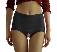 bgyujn Culottes Sensationnelles Brodées en Dentelle à Taille Haute Dos Ouvert pour Femmes. Porter Ultra-Mince Translucide Ouvertures Passionnées Pour Les Occasions Sous-vêtements Boîtes Tiroirs, Noir