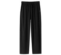 bgyujn Pantalon de pyjama pour homme long, léger, respirant, idéal pour les nuits d'été à la maison, confortable pour un sommeil réparateur, détente après une journée, doux à porter, aération, Noir