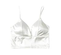 bgyujn Sous-vêtements pour femme en satin sexy à 8 rangées de boutons sur la poitrine enroulée - Petit gilet - Haut tubulaire - Lumière - Joli dos - Bustier femme petit, Blanc., taille unique
