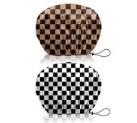 BHAHB 2 Pieces Bonnets de douche, élastiques avec réglables charlotte cheveux,double couche imperméable et réutilisabl,Mignon bonnet de douche femmes (V17-Marron noir)