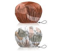 BHAHB 2 Pieces Bonnets de douche, élastiques avec réglables charlotte cheveux,double couche imperméable et réutilisabl,Mignon bonnet de douche femmes (V14-Feuille)