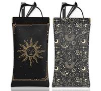 BHAHB 2PCS Étui à Lunettes Souple,Étuis à Lunettes Souple Portable,PU Soleil Pochette Lunettes,avec Chiffon de Nettoyage,Pour Homme et Femme (A10-Moon Sun)