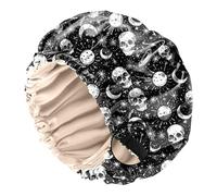 BHAHB Bonnet Satin Cheveux Nuit,Réutilisable à double couche réglable et bandes élastiques intégrées,ce bonnet satin combine un design mignon pour femmes et filles (O22-Tête de mort)